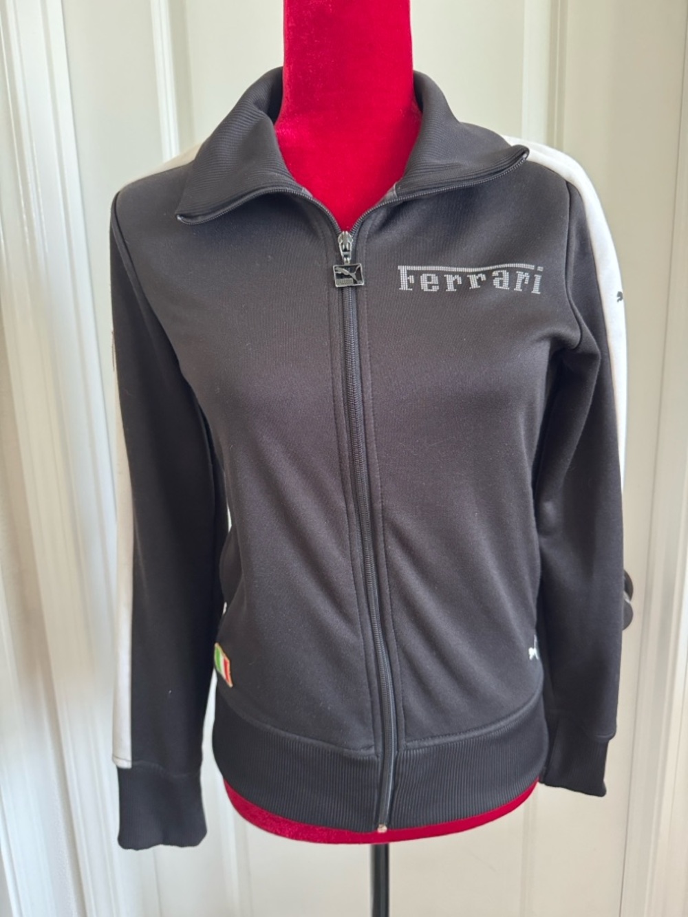 Puma limited edition Ferrari Black Bomber Jacket with White Sleeve Panels